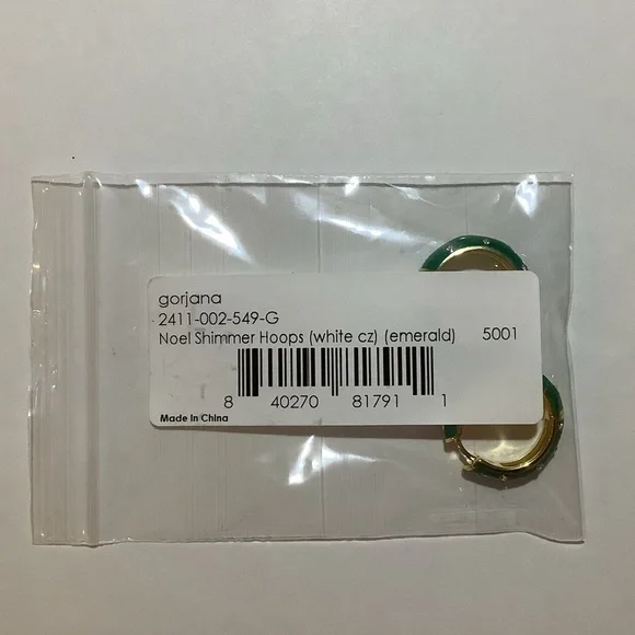 Gorjana Noel Emerald Huggie Hoop Earrings New - Picture 6 of 7